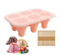 On the mould, 6-fold design with lid and easy removal, silicone mould for on with sticks, for yoghurt, juice, cake, truffle, gummy sweets, desserts, fondant, caramel, chocolate mousse