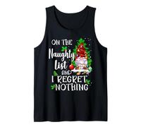 On The Naughty List and I Regret Nothing Gnome Xmas Lights Tank Top