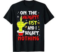 On The Naughty List and I Regret Nothing Kids Womens Mens T Shirt Large Black