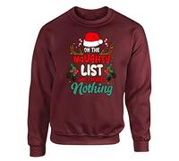 On The Naughty List i Regret Nothing Christmas Jumper Mens Sweatshirt Boys Pullover Christmas Jumper Novelty Unisex Gift Girls Kids Sweat Top Printed Design Maroon - XX-Large