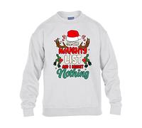 On The Naughty List i Regret Nothing Christmas Jumper Mens Sweatshirt Boys Pullover Christmas Jumper Novelty Unisex Gift Girls Kids Sweat Top Printed Design White - X-Large