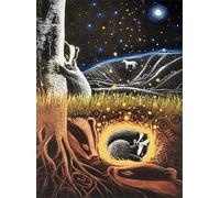 On The Next Full Moon by Hannah Willow - UK Made Art Greetings Card - A Song of Hope for Badgers in The English Countryside - Birthday Card