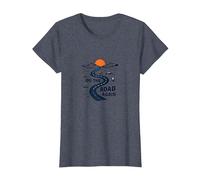 On The Road Again: Adventurous Desert Highway Journey T-Shirt, Women, Heather Blue, M