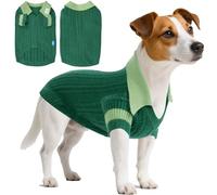 On The Roll Pet Sweaters for Dogs Boys and Girls,V-Shaped Lapel,Layered Cable Pattern Dog Sweater, Pet Knitted Dog Clothing,Pet Clothing,Fit for Kinds of Dogs and Different Seasons(Dark GreenXL)