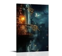 On The Rooftop of A Darkened City, An Angel Lights One Lantern, And Hope Spreads Like Fire from Balcony to Balcony. Contemporary Wall Mural - Decorative Hanging Poster Art 08x12inch(20x30cm)