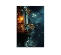On The Rooftop of A Darkened City, An Angel Lights One Lantern, And Hope Spreads Like Fire from Balcony to Balcony. Contemporary Wall Mural - Decorative Hanging Poster Art 16x24inch(40x60cm)