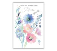 On the Sad Loss of Your Mum, Sympathy & Condolence Card, Watercolour Silver Foil Design