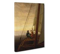 On The Sailing Boat By Caspar David Friedrich Canvas Print | Gallery Wrapped 30mm Frame Wall Art | 30x20 inches | Ready to Hang | Coastal Seascape Picture | Living Room Bedroom Lounge Office
