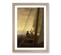 On The Sailing Boat by Caspar David Friedrich Framed Print | A2 Oak Framed Wall Art | Ready to Hang | Modern Vehicle Picture | Living Room Bedroom Lounge Office