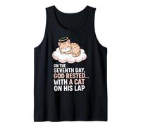 On The Seventh Day God Rested Cat Christian Pets Tank Top
