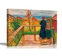 On the Veranda By Edvard Munch Canvas Pictures Framed Prints Wall Art Home Office Work Framed Hanging Artwork 60 x 40cm (24 x 16 inches) A2