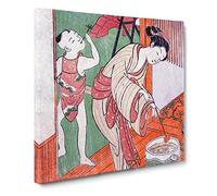 On the Veranda by Harunobu Suzuki Canvas Print | Gallery Wrapped 30mm Frame Wall Art | 14x14 inches | Ready to Hang | Modern Picture | Living Room Bedroom Lounge Office