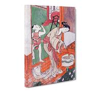 On The Veranda By Harunobu Suzuki Canvas Print | Gallery Wrapped 30mm Frame Wall Art | 20x14 inches | Ready to Hang | Asian Picture | Living Room Bedroom Lounge Office