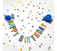 On The Wall Party Banner - Dinosaur Happy Birthday Multicoloured Garland with Balloons - 2 metre