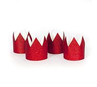 On The Wall Queens Jubilee Party Red Glitter Crowns ( Pack 4 )