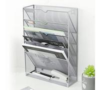 On the Wall Wall Folder Organizer 5 Tier Wall Folder Organizer Self-Adhesive Label Design Shiny Edges Wall Folder Metal Wall Folder with 5 Levels for Letters