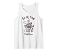 On The Way to Make The Vibes Weird. Viking Frog on Cat Tank Top