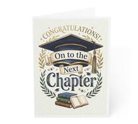 On To The Next Chapter Card, Congratulations Card for Him or Her, Proud of You Grad, Academic Achievement Keepsake, Motivational New Beginnings for High School College Grad, Graduation Congratulations