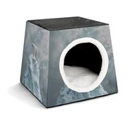 On Top of Iceberg Cat Bed for Indoor Cats - Foldable Cat & Dog House with Removable Cozy Cushion, Waterproof Oxford Washable Pet House for Small Pets 13.8" X 13.8" X 11.8"