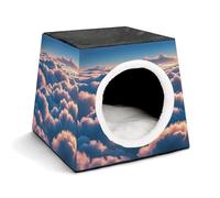 On Top of The Cloud Cat Bed for Indoor Cats - Foldable Cat & Dog House with Removable Cozy Cushion, Waterproof Oxford Washable Pet House for Small Pets 13.8" X 13.8" X 11.8"