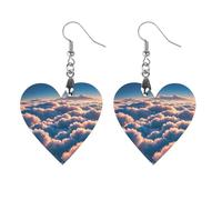 On Top of The Cloud Wooden Earrings for Women, Vintage Elegant Wood Jewelry, Lightweight Earrings for Wedding, Party, Everyday Jewelry Gift, Love, Wood, wood