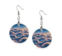 On Top of The Cloud Wooden Earrings for Women, Vintage Elegant Wood Jewelry, Lightweight Earrings for Wedding, Party, Everyday Jewelry Gift, Circular, Wood, wood