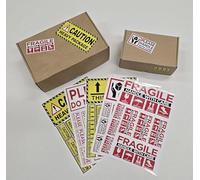 On Top Packaging Sticker Set: 80 Vinyl Labels in 4 Sizes, Featuring Fragile, This Way Up, and More. Strong Adhesive for Shipping. Includes 2 Sheets per Design.