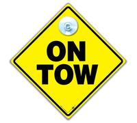 On Tow Car Sign, On Tow Breakdown Being Towed Sign, Suction Cup Vehicle Towing Notice