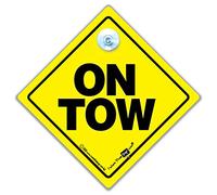 On Tow Sign, Towing Notice, Breakdown Signs for Car Being Towed 14cm x 14cm, Towing rope in use