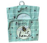 On Trend 100% Cotton Peg Bag with Double Hanging Hook (30 x 33 cm) (Bee at Home)