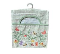 On Trend 100% Cotton Peg Bag with Double Hanging Hook (30 x 33 cm) (Butterfly Meadow)