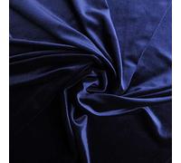 On Trend Fabrics Navy Blue Soft Stretch Velvet Dress Fabric - Rich Plain Knitted Jersey Velour (By the Meter)