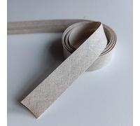On Trend Fabrics Oatmeal Beige Marl Natural Linen Cotton Blend Fold Over Bias Binding Tape - 30mm Wide 10 Metres