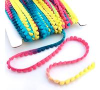 On Trend Fabrics Rainbow Ombre Mini Pom Pom Trim - 5 Colours (Dark Rainbow), 3mm