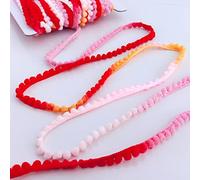 On Trend Fabrics Rainbow Ombre Mini Pom Pom Trim - 5 Colours (Red/Pink), 3mm