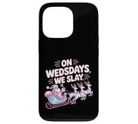 On Wednesdays We Slay Funny Glam Pink Santa Design Case for iPhone 13 Pro