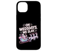 On Wednesdays We Slay Funny Glam Pink Santa Design Case for iPhone 14 Plus