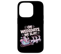 On Wednesdays We Slay Funny Glam Pink Santa Design Case for iPhone 14 Pro