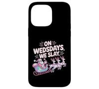 On Wednesdays We Slay Funny Glam Pink Santa Design Case for iPhone 14 Pro Max