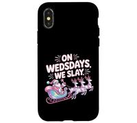 On Wednesdays We Slay Funny Glam Pink Santa Design Case for iPhone X/XS
