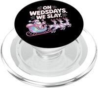 On Wednesdays We Slay Funny Glam Pink Santa Design PopSockets PopGrip for MagSafe