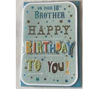 On Your 18th Brother Happy Birthday To You Birthday Card Age 18 Eighteen Green/Multi Words 3D/Foil Detail(PRELUDE45508)