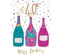 On Your 40th for Her Bubbly Blooms Contemporary Birthday Card ELML040