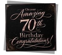 On Your Amazing 70th Birthday Congratulations Card, Elegant Rose Gold Style Celebration Card for 70th Birthday