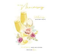 On Your Anniversary Card Champagne Flutes Foil Finish Lovely Verse