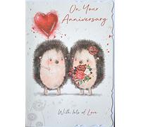 On Your Anniversary. Cute Hedgehog design Wedding Anniversary card