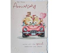 On Your Anniversary. Cute Teddy Bears In A Car Wedding Anniversary card