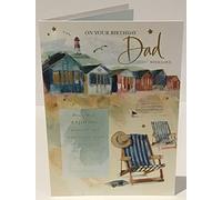 On Your Birthday DAD With Love - Deckchairs On The Beach - 8.5 x 6 Inches - Words and Wishes