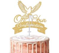 On Your Confirmation Cake Topper, Children Religious Communion Decorations, Mi Confirmacion Decoration Supplies, Christening/Baptism Decor, God Bless this Child Gold & Silver Glitter