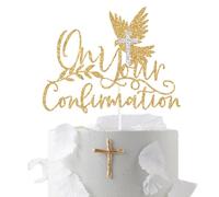 On Your Confirmation Cake Topper, First Holy Communion, God Bless, Religious Baptism Wedding Baby Shower Party Decorations